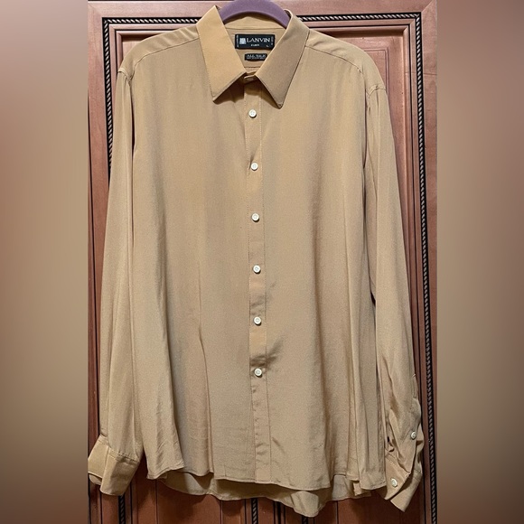 LANVIN Gold Silk Button Down Blouse*Size Large* - Picture 1 of 6